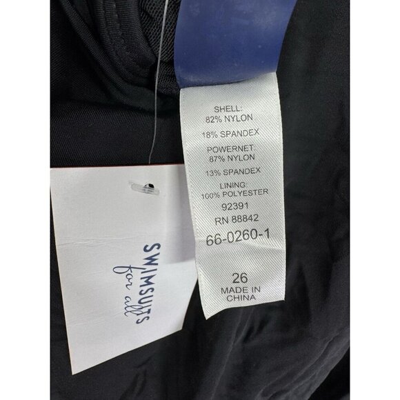 NWT Swimsuits for All One Piece Swimsuit Womens 26 Black V-Neck Shelf Bra Lined - Picture 8 of 13